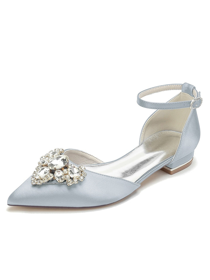 Women's Wedding Shoes Rhinestone Low Heel Pointed Toe Bridesmaid Shoes