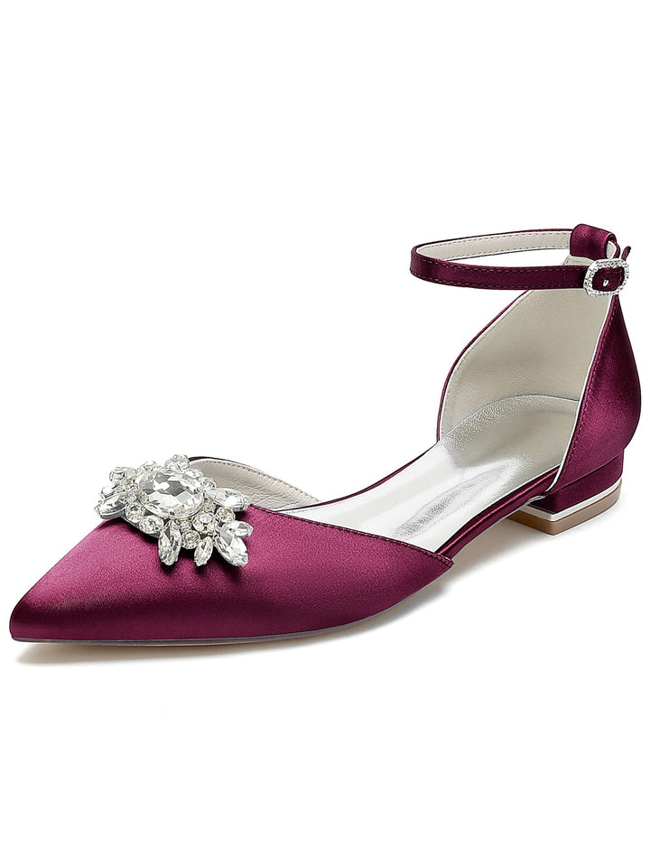 Women's  Rhinestone Low Heel Pointed Toe Bridesmaid Shoes