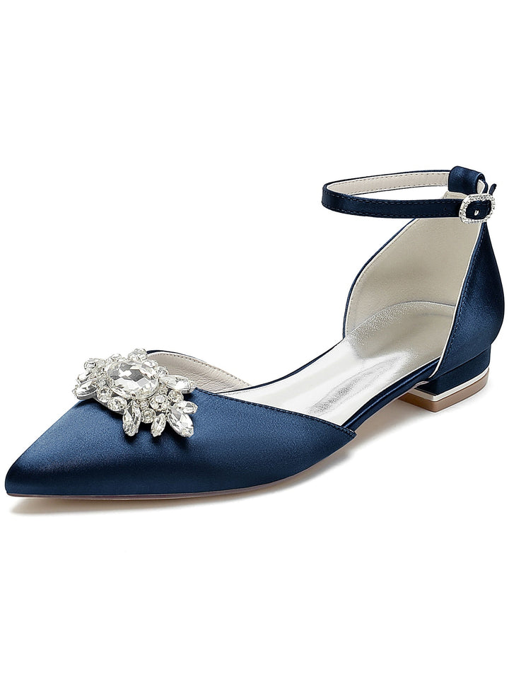 Women's  Rhinestone Low Heel Pointed Toe Bridesmaid Shoes