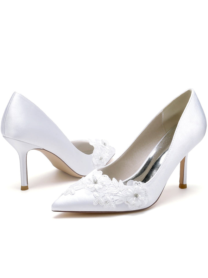 Women's Lace Stiletto Heel Pointed Toe Bridal Shoes