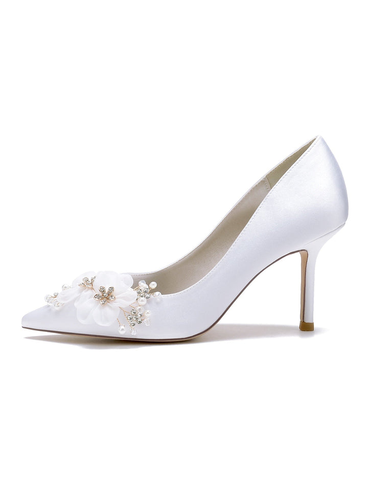 Women's Wedding Applique High Heel Pointed Toe Bridesmaid Shoes