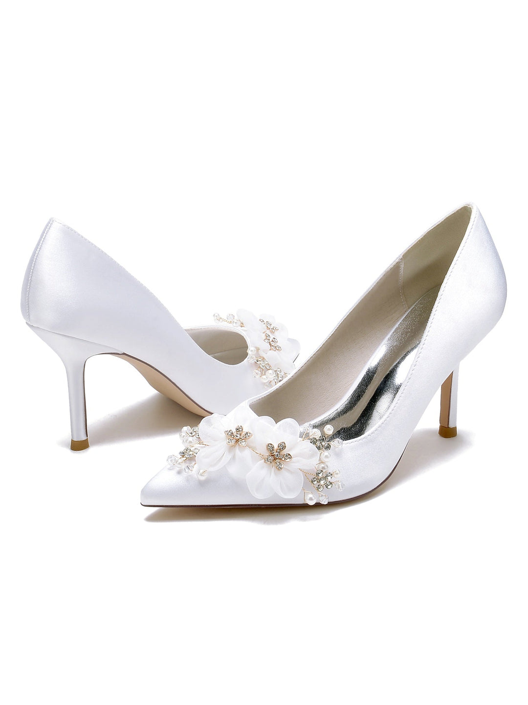 Women's Wedding Applique High Heel Pointed Toe Bridesmaid Shoes