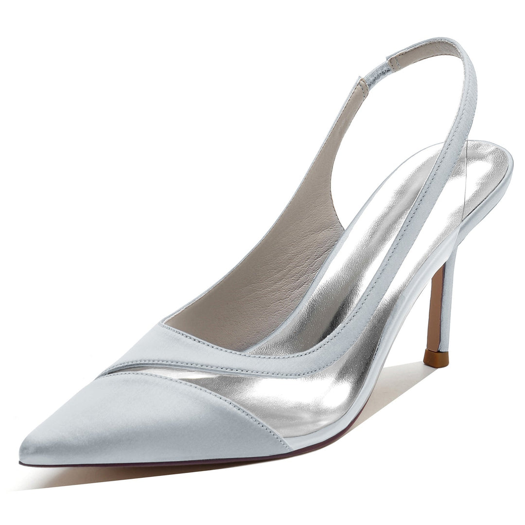 Women's Wedding Shoe Satin Pointed Toe Stiletto Rubber Buckle Bridal Shoes