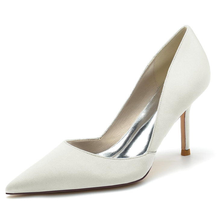 Women's Wedding Shoe Stiletto Silk Satin Pointed Toe Minimalist Bridal Shoes