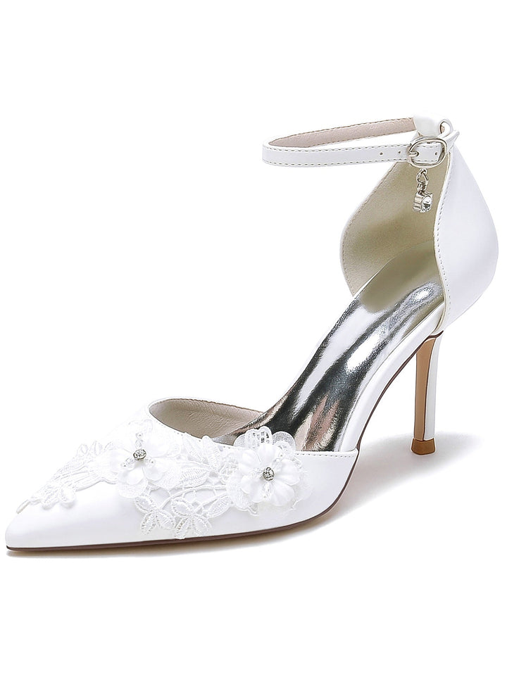 Women's Applique Stiletto Heel Pointed Toe Bridesmaid Shoes