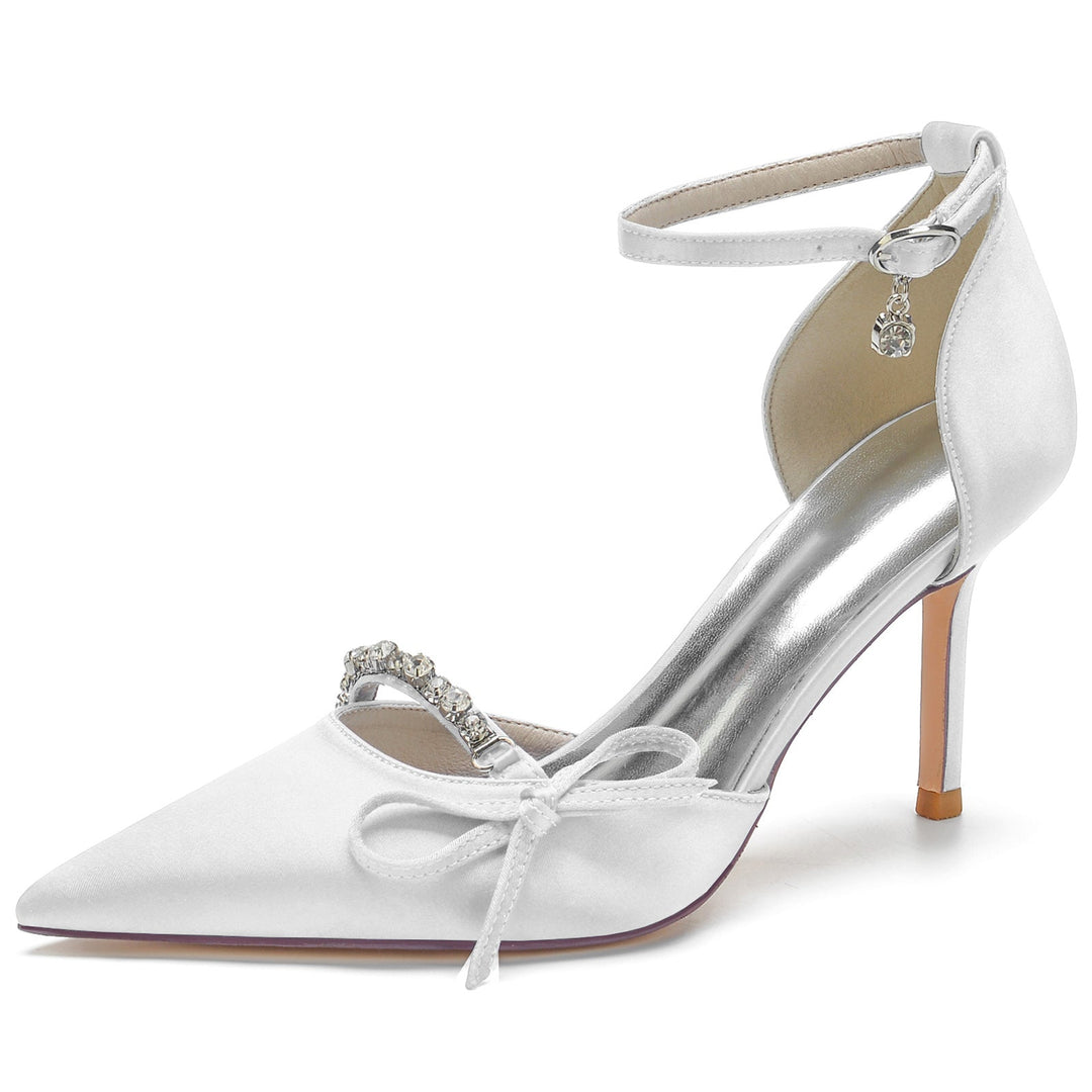 Women's Wedding Shoes Rhinestone Bow(s) Stiletto Pointed Toe Bridal Shoes