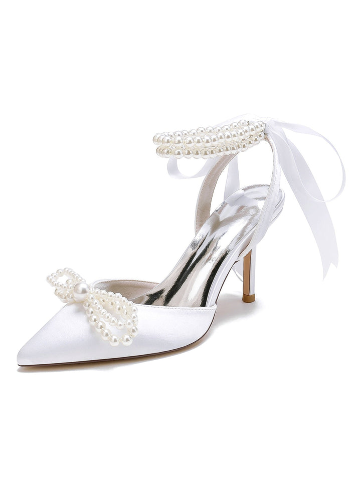 Women's Wedding Shoes Beadings High Heel Pointed Toe Bridal Shoes