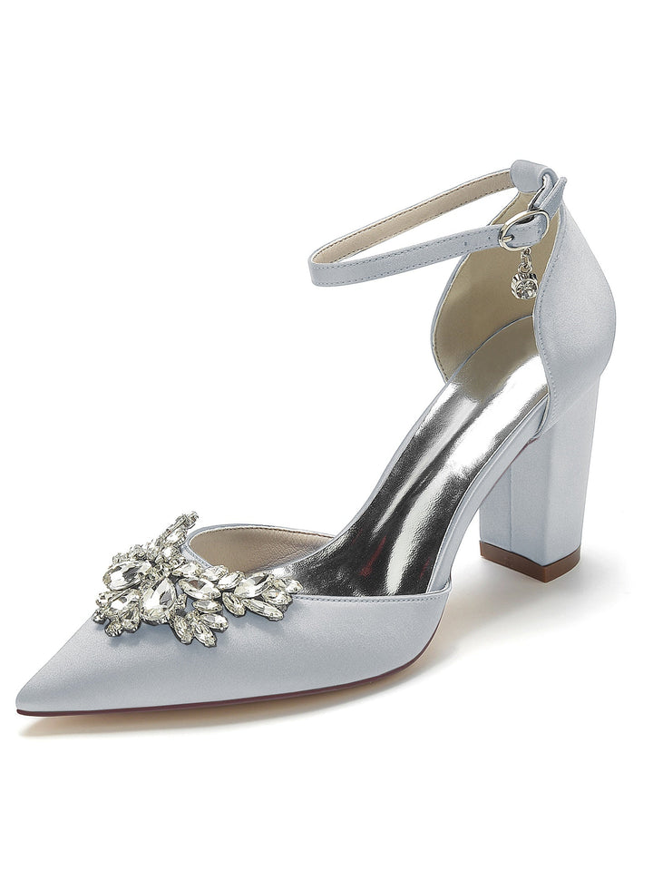 Women's Wedding Rhinestone High Heel Pointed Toe Bridesmaid Shoes