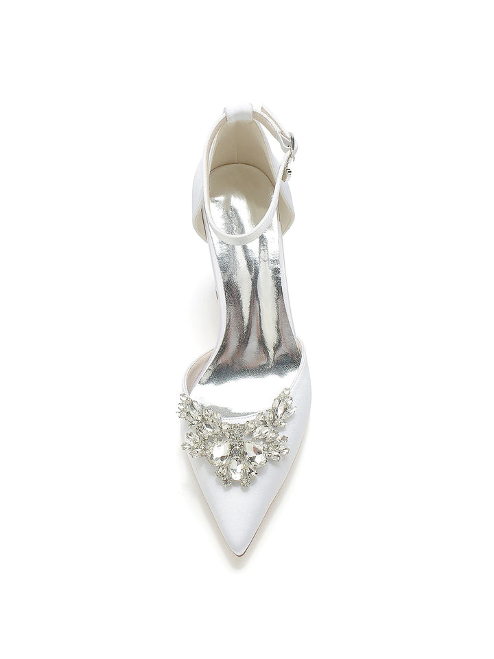 Women's Wedding Rhinestone High Heel Pointed Toe Bridesmaid Shoes