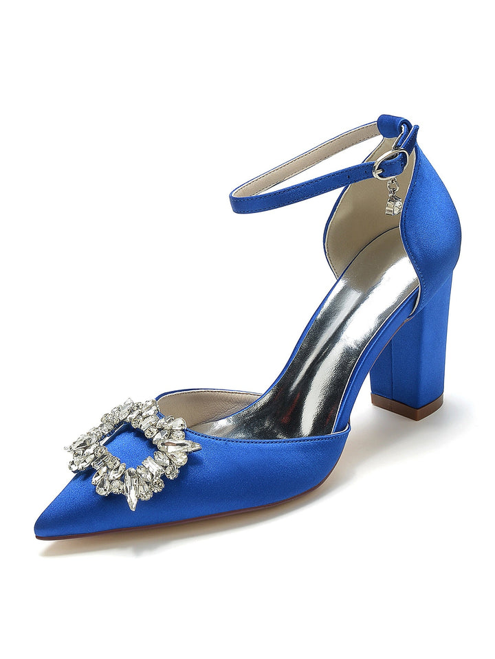 Women's Rhinestone High Heel Pointed Toe Bridesmaid Shoes