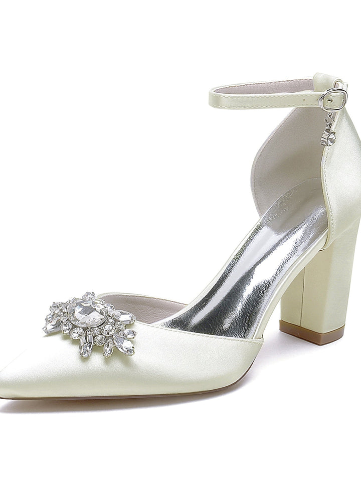 Women's Wedding Shoes Rhinestone Pointed Toe High Heel Bridal Shoes