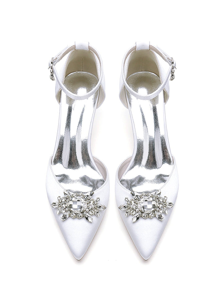 Women's Wedding Shoes Rhinestone Pointed Toe High Heel Bridal Shoes