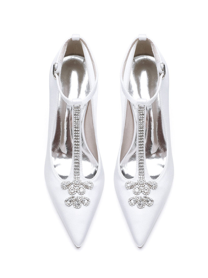 Women's Wedding Rhinestone Stiletto Heel Pointed Toe Bridal Shoes