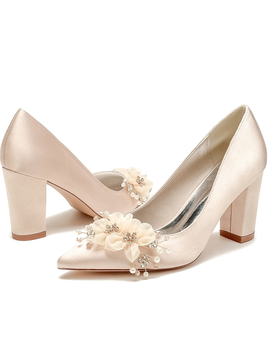 Women's Rhinestone Pointed Toe High Heel Bridesmaid Shoes