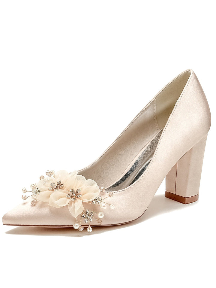 Women's Rhinestone Pointed Toe High Heel Bridesmaid Shoes