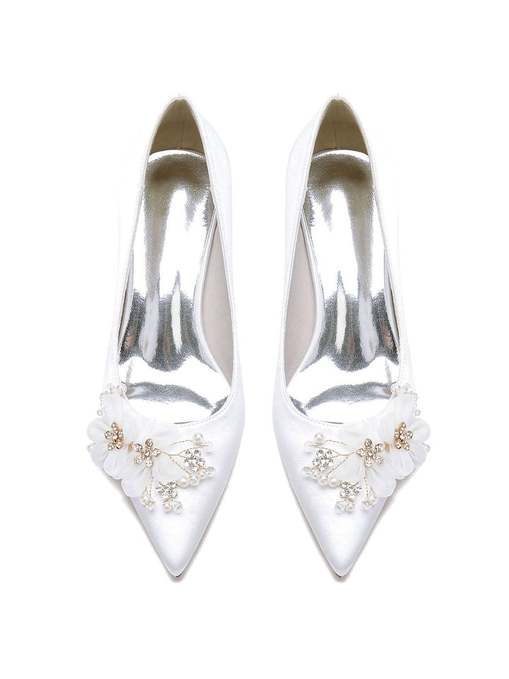 Women's Rhinestone Pointed Toe High Heel Bridesmaid Shoes