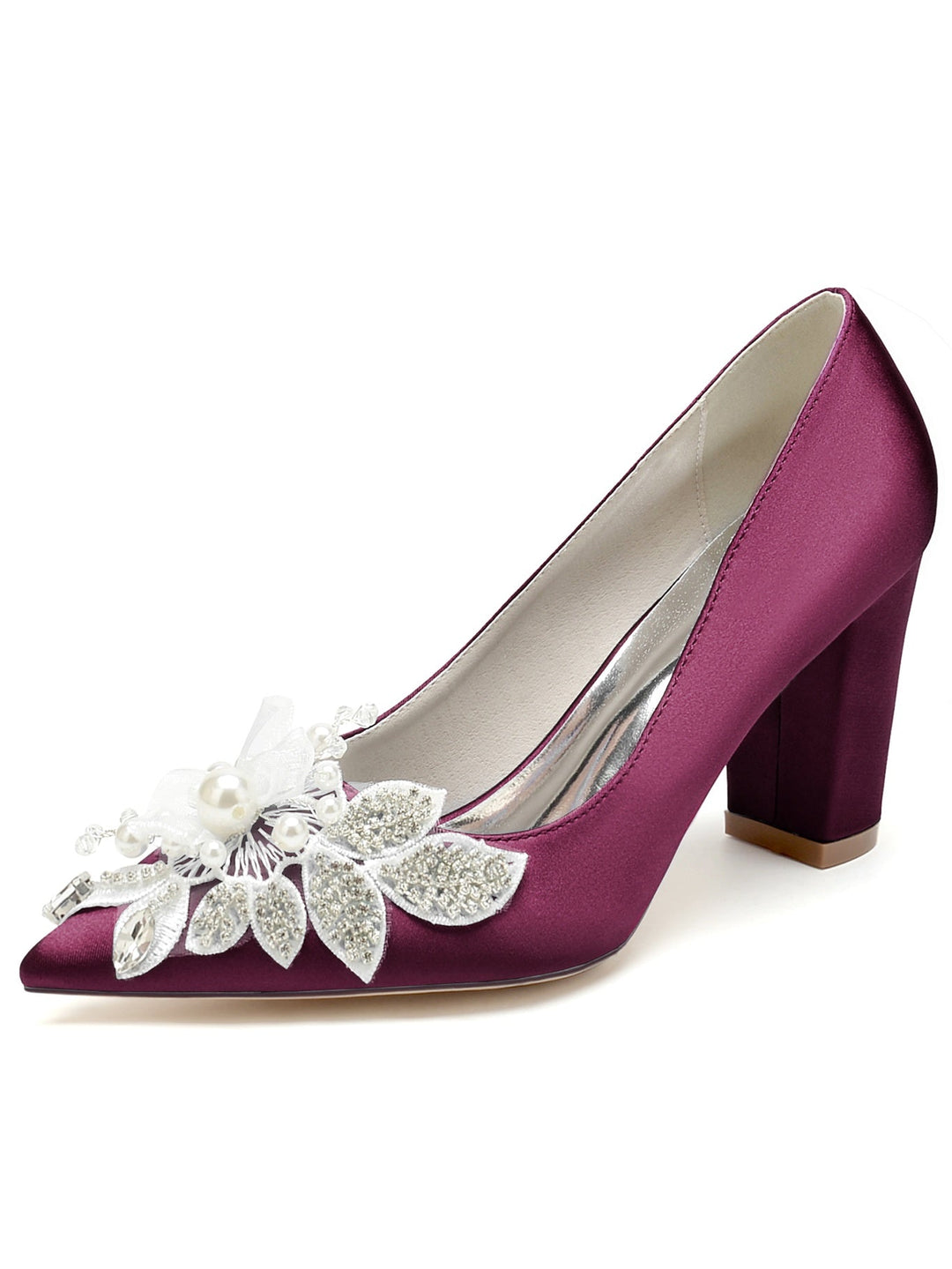 Women's Wedding Shoes Lace High Heel Pointed Toe Bridesmaid Shoes