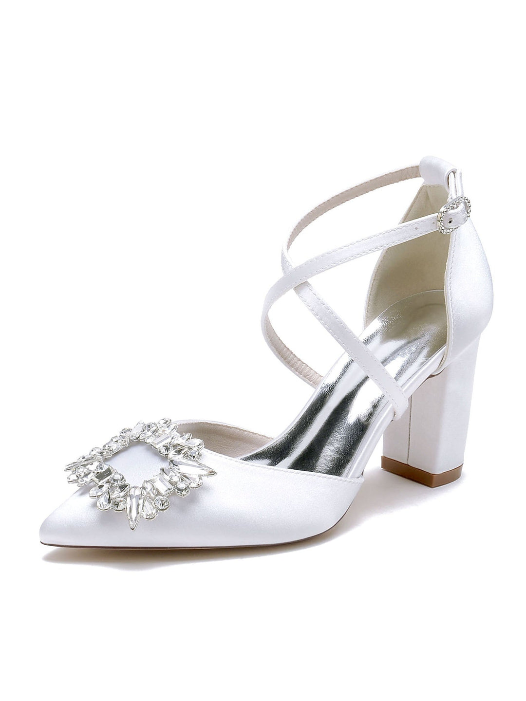 Women's Wedding Shoes Rhinestone High Heel Pointed Toe Bridal Shoes