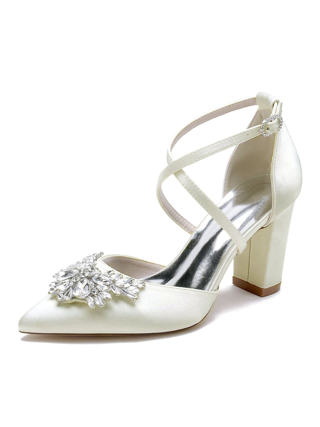 Women's Wedding Shoes Rhinestone High Heel Pointed Toe Bridal Shoes