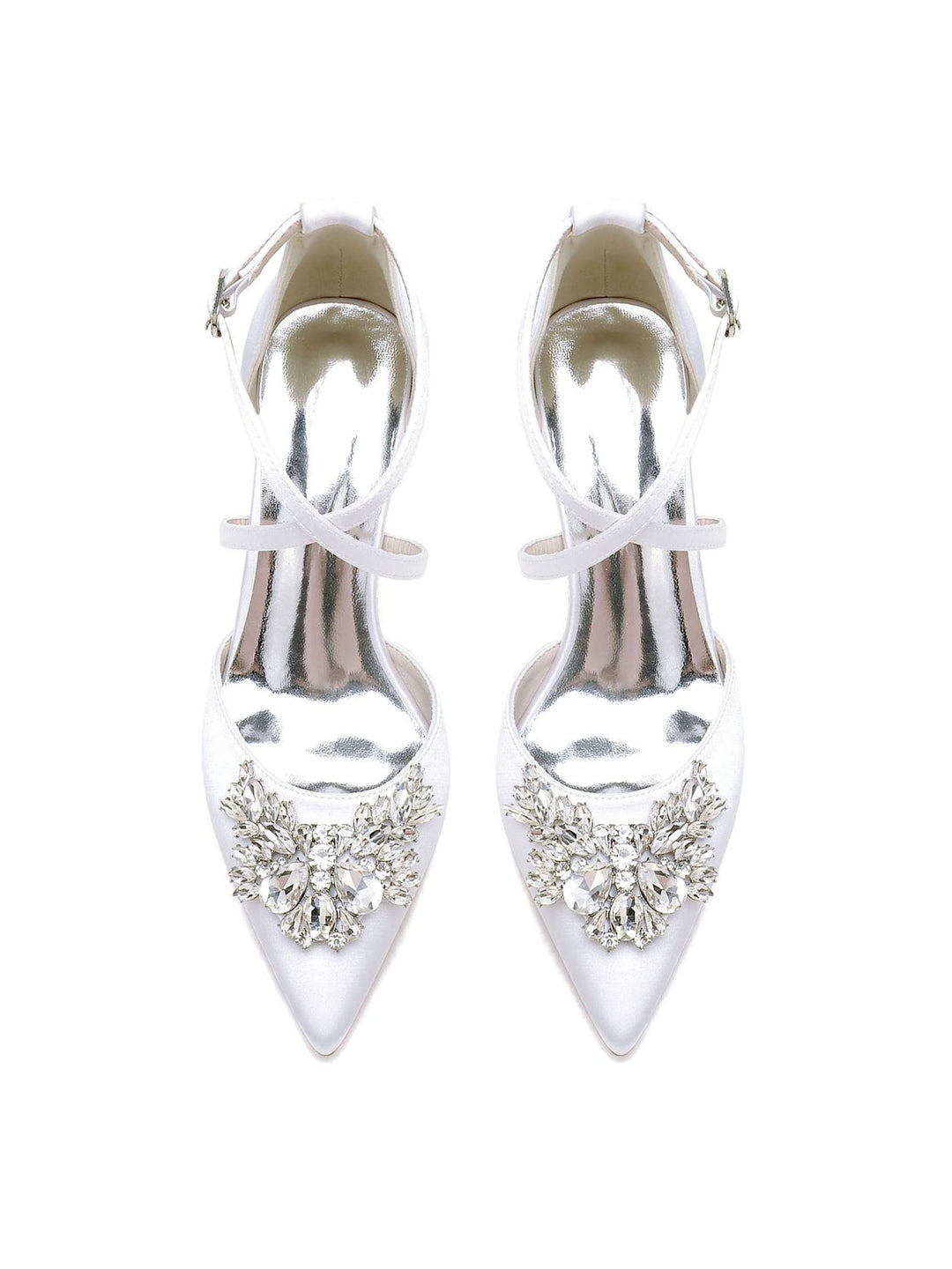 Women's Wedding Shoes Rhinestone High Heel Pointed Toe Bridal Shoes