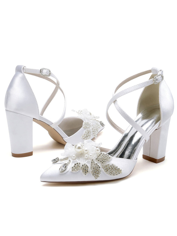 Lace Stiletto Heel Pointed Toe Bridal Shoes