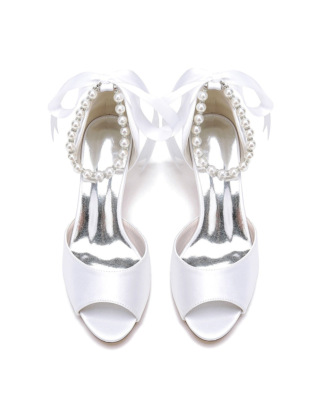 Women's  Wedding Beadings Mid Heel Open Toe Bridal Shoes