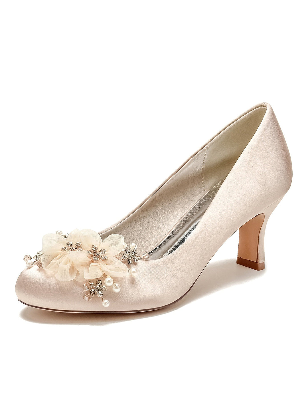 Women's Wedding Applique Mid Heel Pointed Toe Bridesmaid Shoes