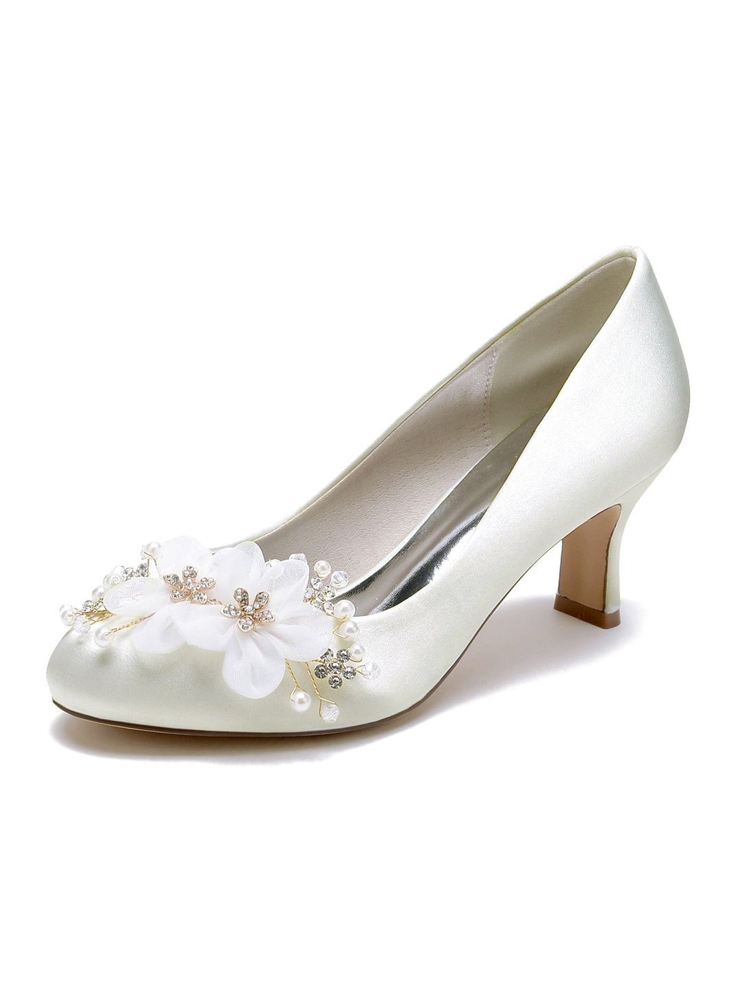 Women's Wedding Applique Mid Heel Pointed Toe Bridesmaid Shoes