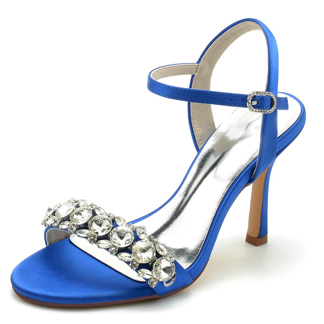 Women's Wedding Shoes Rhinestone Opened Toe High Heel Buckle Bridal Shoes