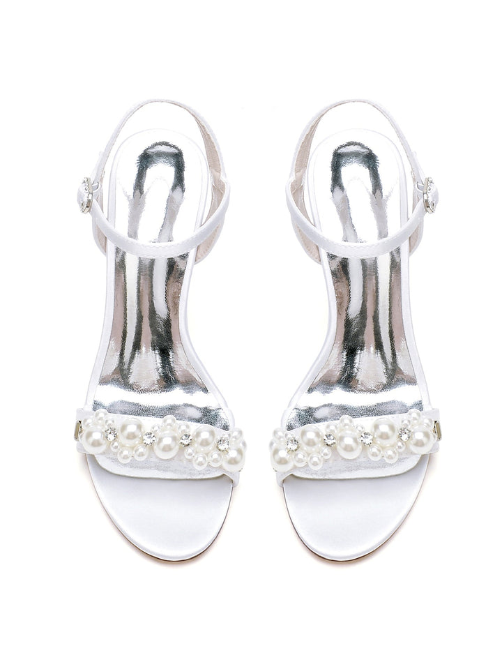 Women's Wedding Shoes Rhinestone Stiletto Heel Open Toe Bridesmaid Shoes