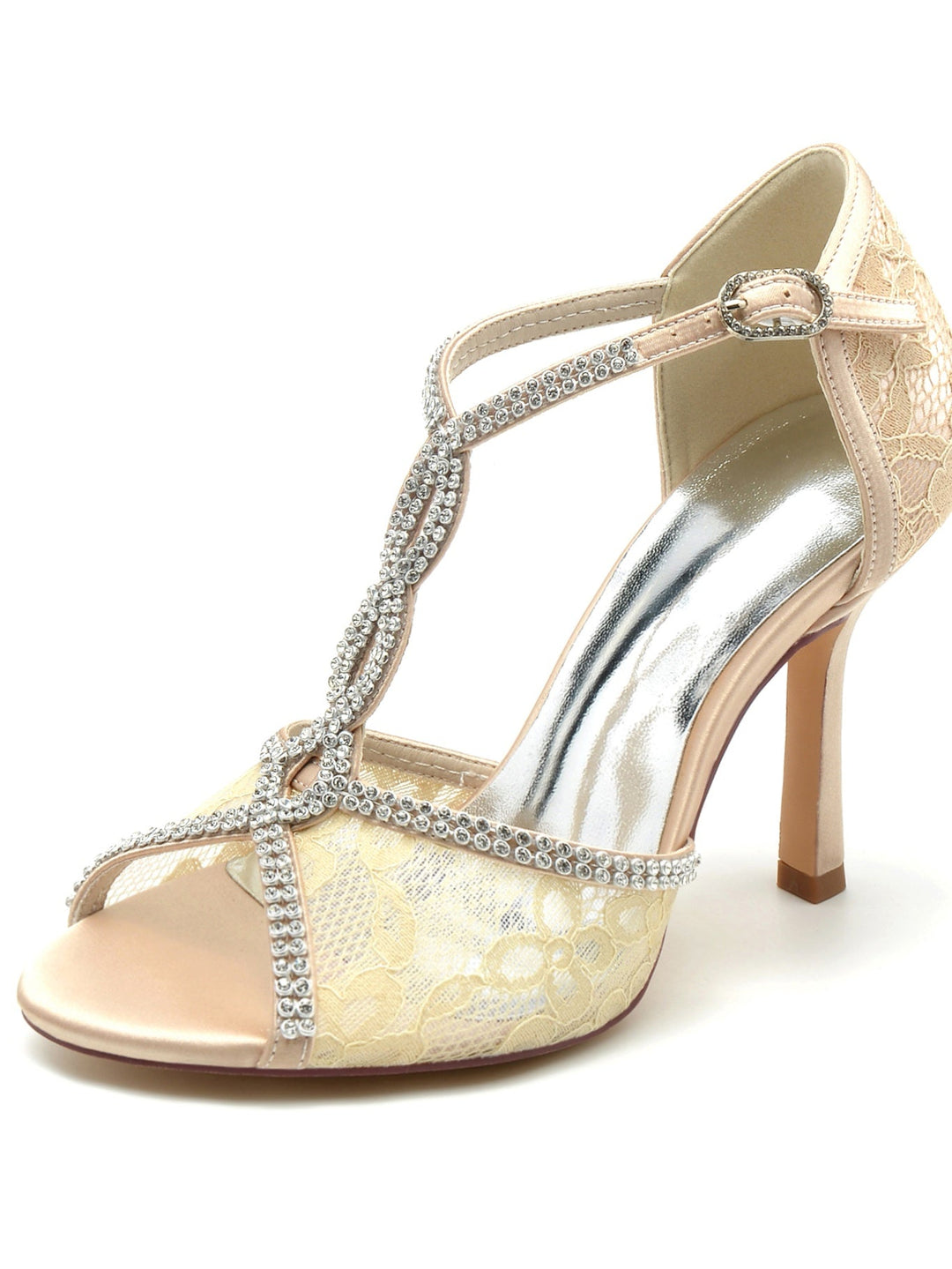 Women's Rhinestone Stiletto Heel Open Toe Bridal Shoes