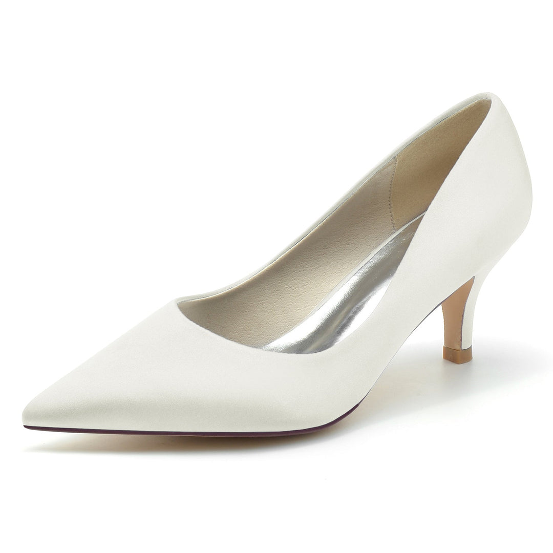 Women's Wedding Shoes Mid Heel Silk Silk Pointed Toe Minimalist Bridal Shoes