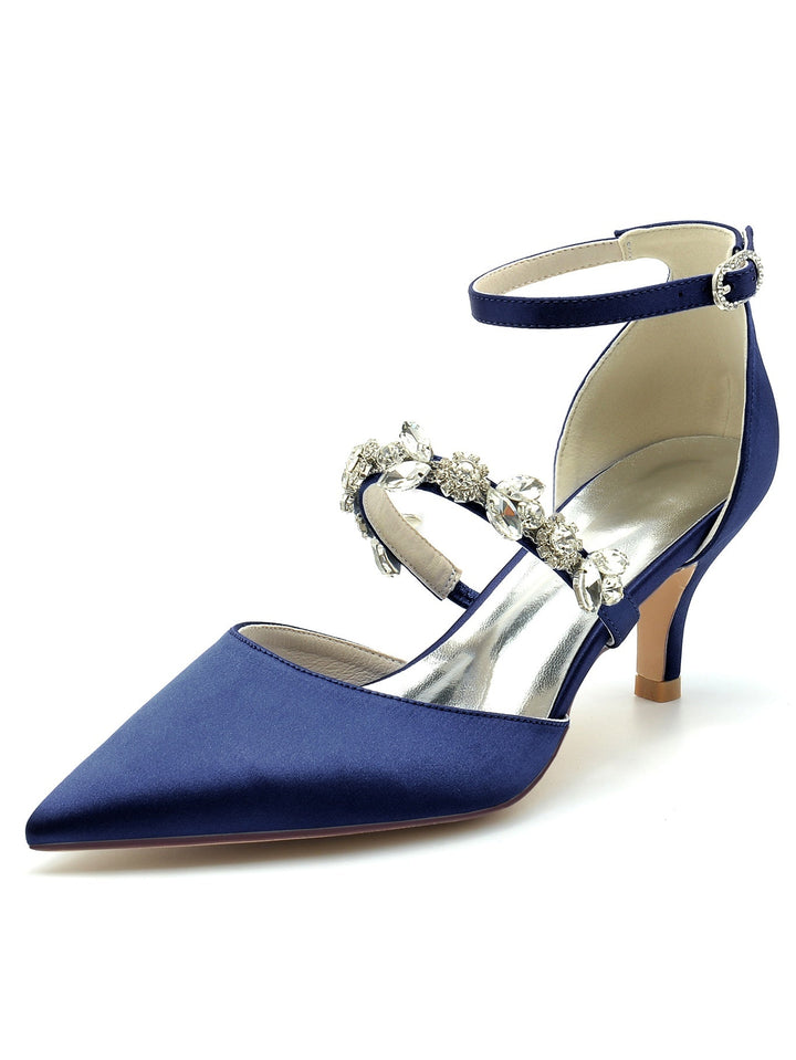 Women's Rhinestone Flat Heel Pointed Toe Bridesmaid Shoes