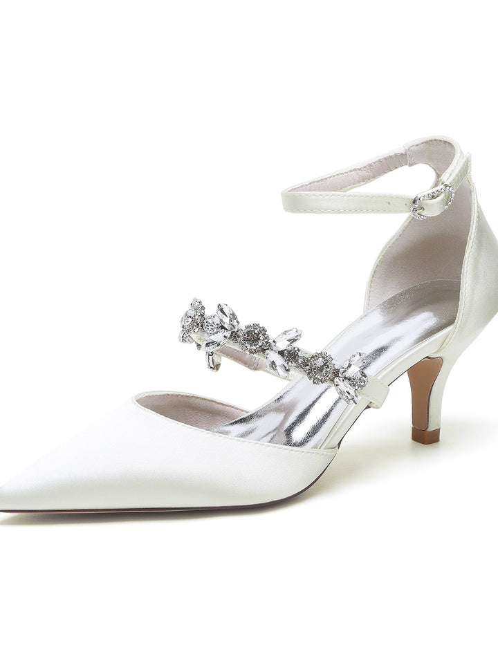 Women's Rhinestone Flat Heel Pointed Toe Bridesmaid Shoes