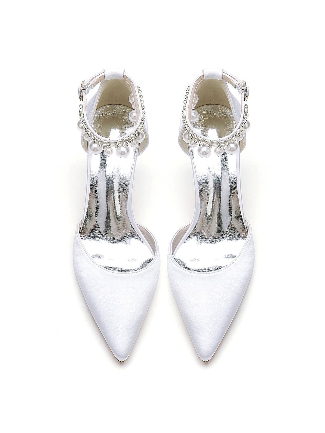 Women's Wedding Rhinestone Mid Heel Pointed Toe Bridesmaid Shoes