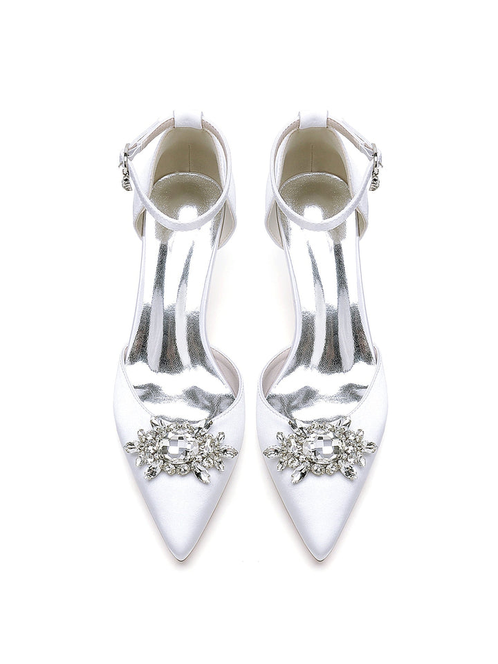 Women's Wedding Shoes Rhinestone High Heel Pointed Toe Bridal Shoes