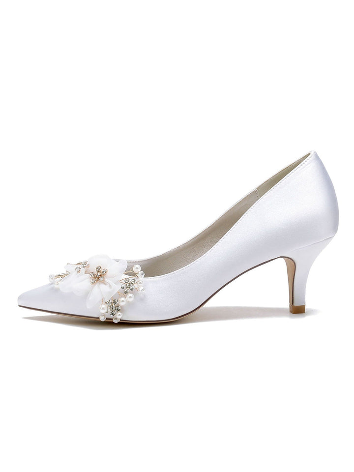 Women's Wedding Applique Mid Heel Pointed Toe Bridal Shoes