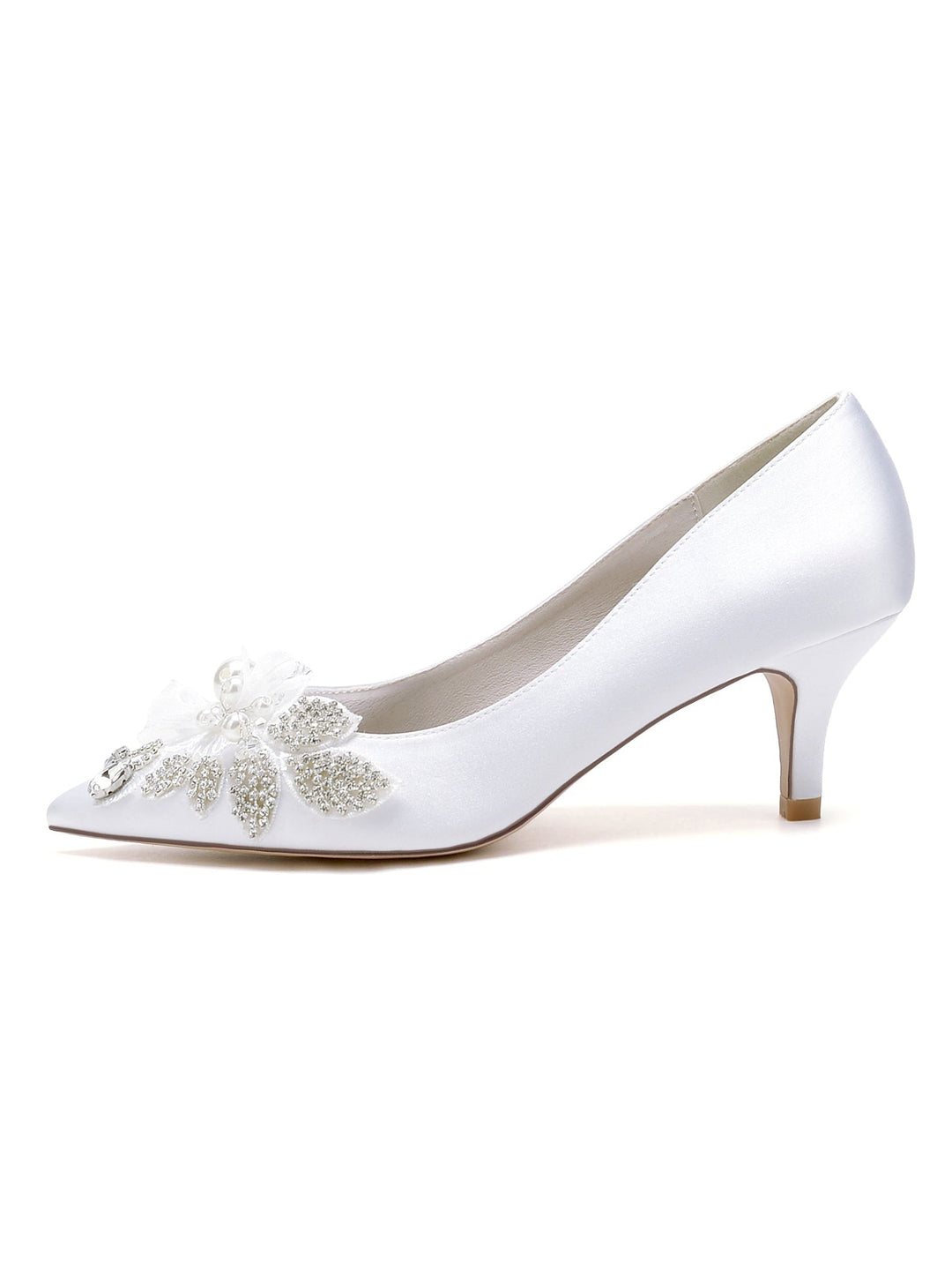 Women's Wedding Shoes Applique Pointed Toe Mid Heel Bridal Shoes