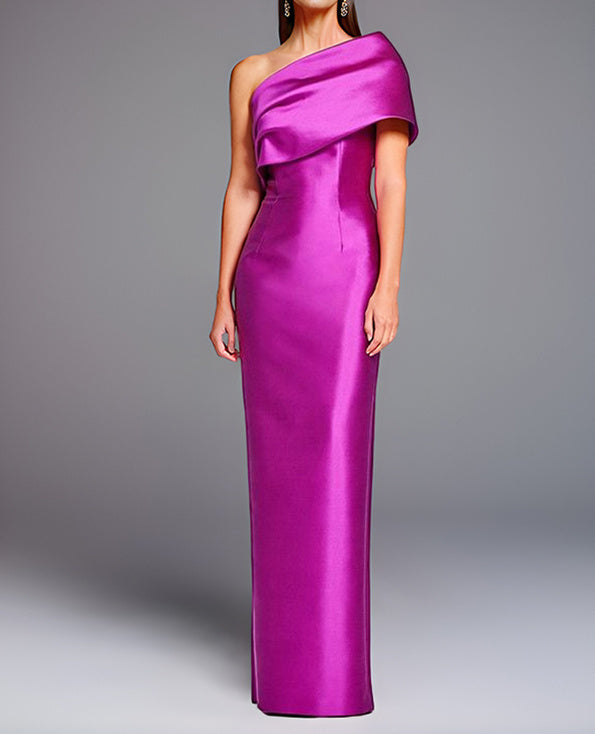 Sheath/Column One-Shoulder Sleeveless Floor-Length Mother of the Bride Dresses with Bowknot