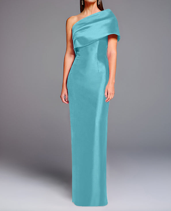 Sheath/Column One-Shoulder Sleeveless Floor-Length Mother of the Bride Dresses with Bowknot