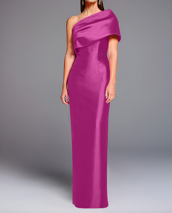 Sheath/Column One-Shoulder Sleeveless Floor-Length Mother of the Bride Dresses with Bowknot