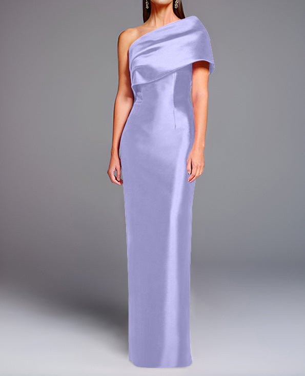 Sheath/Column One-Shoulder Sleeveless Floor-Length Mother of the Bride Dresses with Bowknot