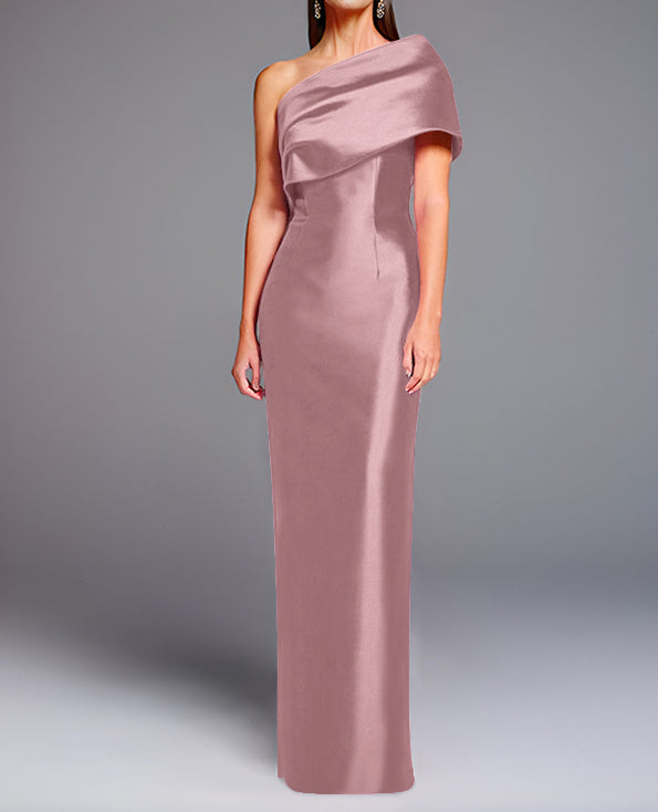 Sheath/Column One-Shoulder Sleeveless Floor-Length Mother of the Bride Dresses with Bowknot