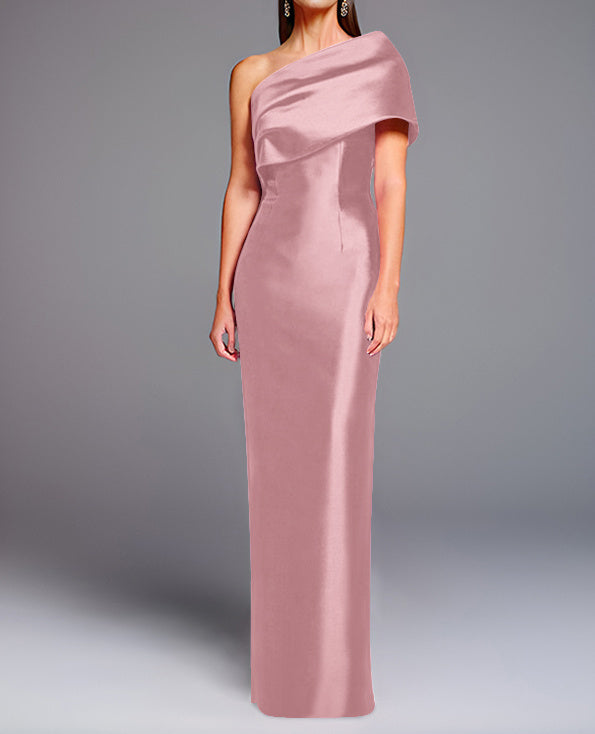 Sheath/Column One-Shoulder Sleeveless Floor-Length Mother of the Bride Dresses with Bowknot