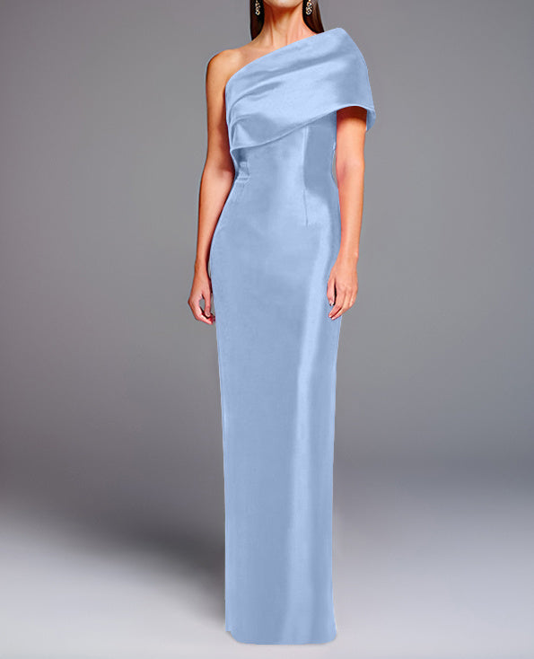 Sheath/Column One-Shoulder Sleeveless Floor-Length Mother of the Bride Dresses with Bowknot