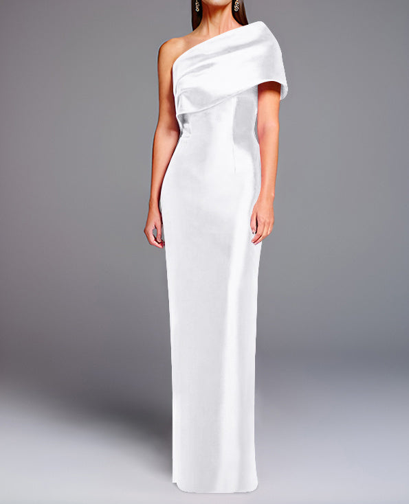 Sheath/Column One-Shoulder Sleeveless Floor-Length Mother of the Bride Dresses with Bowknot