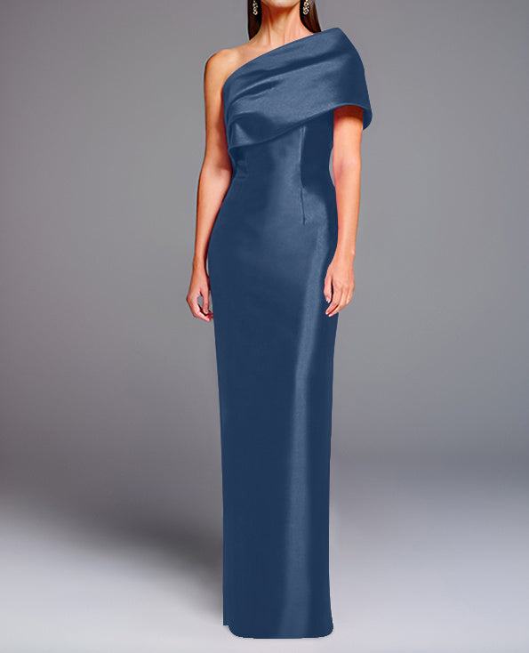 Sheath/Column One-Shoulder Sleeveless Floor-Length Mother of the Bride Dresses with Bowknot