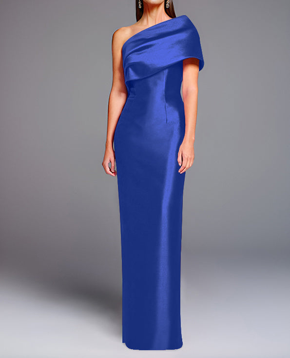 Sheath/Column One-Shoulder Sleeveless Floor-Length Mother of the Bride Dresses with Bowknot