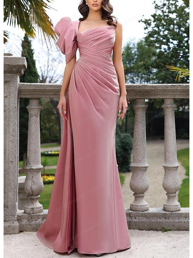 Sheath/Column One-Shoulder Floor-length Prom Dresses