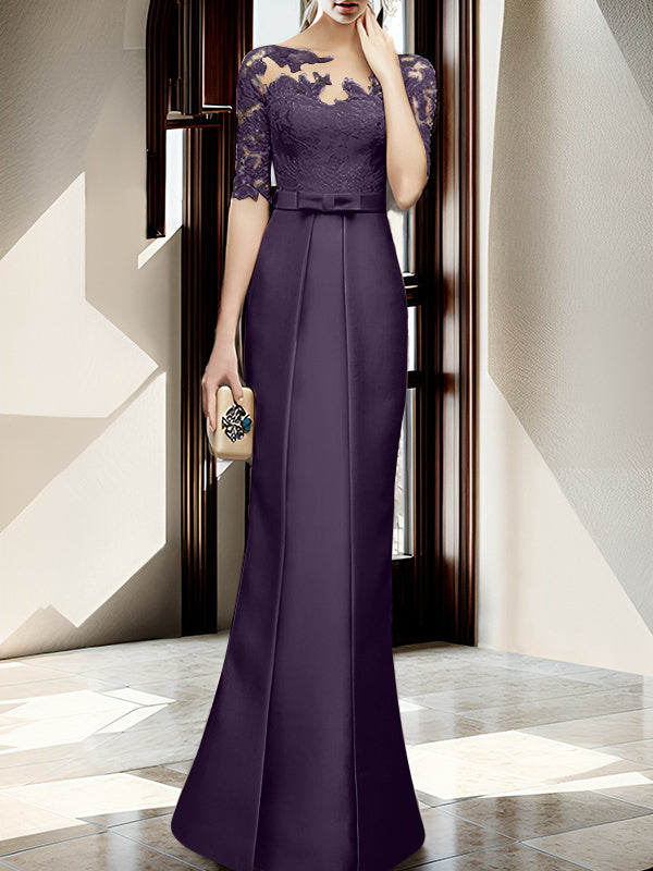 Sheath/Column Illusion Neck Floor-length Mother of the Bride Dresses